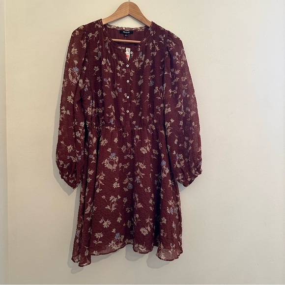 Madewell Norma Rae Floral Printed Long Sleeve Dress NWT - Picture 1 of 4